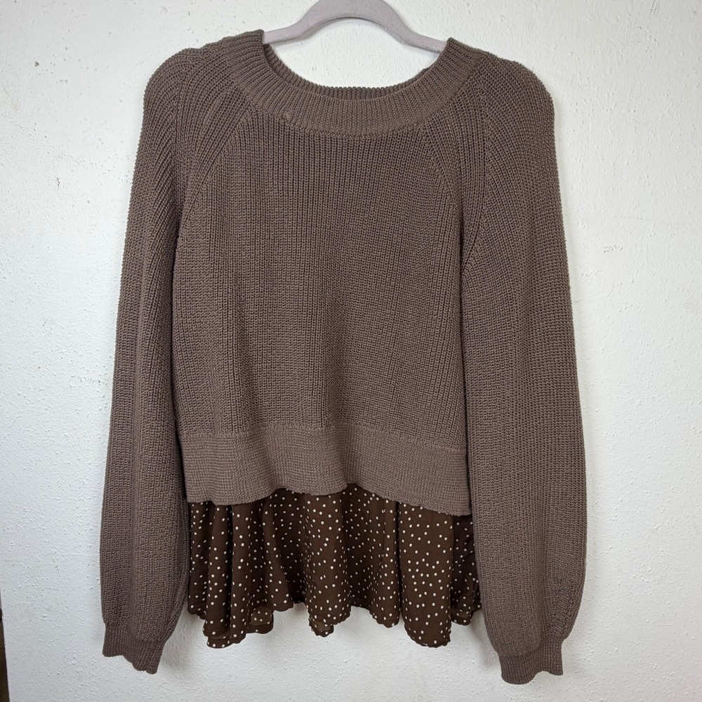 Blu Pepper Large Polka Dot Layered Hem Sweater Boho Cottagecore Whimsigoth Retro
